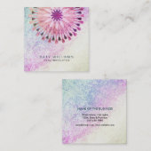 Yoga Instructor Lotus Flower Waterverf  Vierkante Visitekaartje (Voorkant / Achterkant)