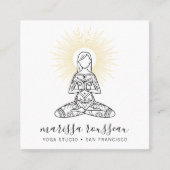 Yoga Instructor Lotus Pose Gold Sun Rays Vierkante Visitekaartje (Voorkant)