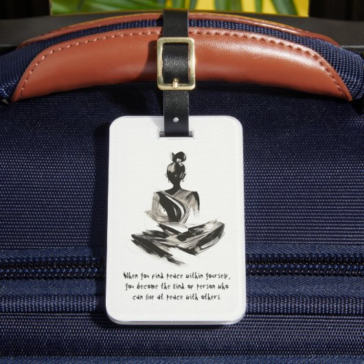 Yoga Instructor Meditatie Pose Brush Stroke Quote Bagagelabel (Voorkant Insitu 2)