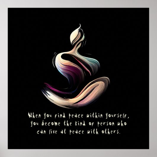 Yoga Instructor Meditatie Pose Brush Stroke Quote Poster (Voorkant)