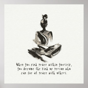Yoga Instructor Meditatie Pose Brush Stroke Quote Poster