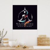 Yoga Instructor Meditatie Pose Brush Stroke Quote Poster (Keuken)