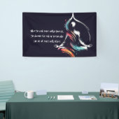 Yoga Instructor Meditatie Pose Brush Stroke Quote Spandoek (Beurs)