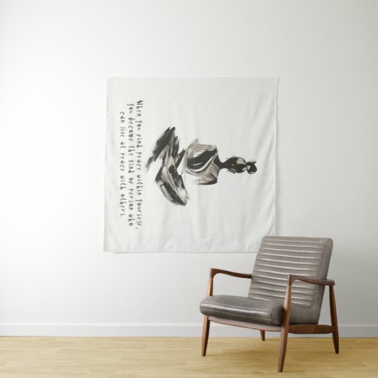 Yoga Instructor Meditatie Pose Brush Stroke Quote Wandkleed (In Situ (horizontaal))