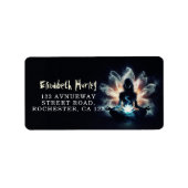 Yoga Instructor Meditatie Pose Gloeiende Mist Lotu Etiket (Voorkant)