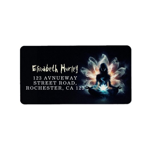 Yoga Instructor Meditatie Pose Gloeiende Mist Lotu Etiket (Voorkant)