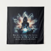 Yoga Instructor Meditatie Pose Gloeiende Mist Lotu Wandkleed (Voorkant)