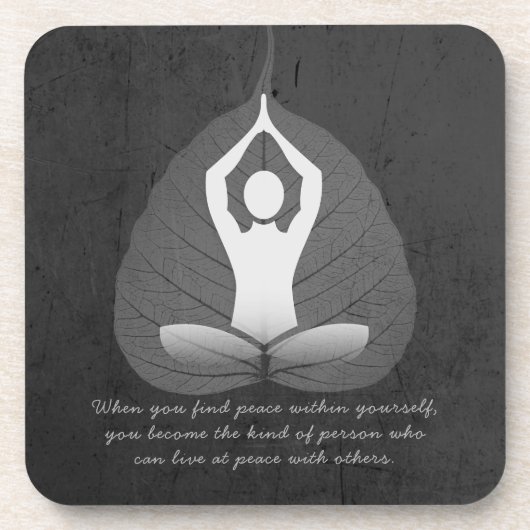 Yoga Instructor Meditation Pose Bodhi Leaf Quotes Bier Onderzetter (Voorkant)
