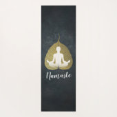 Yoga Instructor Meditation Pose Gold Bodhi Leaf Yogamat (Achterkant)