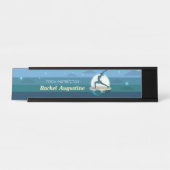 Yoga Instructor Meditation Pose Moon Flying Island Bureau Naambordje (Voorkant)