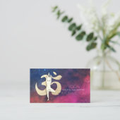 Yoga Instructor Meditation Pose OM Symbol Galaxy Visitekaartje (Staand voorkant)