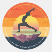 Yoga Instructor Meditation Pose Sun Flying Island Ronde Sticker (Voorkant)
