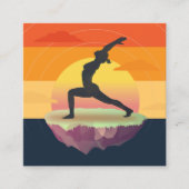 Yoga Instructor Meditation Pose Sun Flying Island Vierkante Visitekaartje (Voorkant)