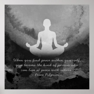 Yoga Instructor Meditation Pose Zen Symbol Quotes Poster