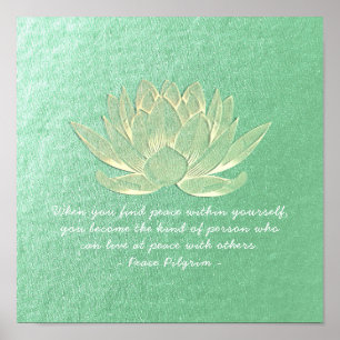 YOGA Instructor Meditation Quote Blue Gold Lotus Poster