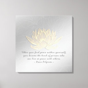 YOGA Instructor Meditation Quote Silver Gold Lotus Canvas Afdruk