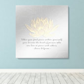 YOGA Instructor Meditation Quote Silver Gold Lotus Canvas Afdruk (Insitu (Houten vloer))