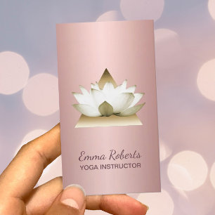 Yoga Instructor Modern Roos Gold Lotus Triangle Visitekaartje