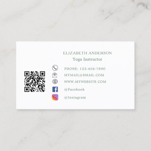 Yoga Instructor pose green retro Visitekaartje (Achterkant)