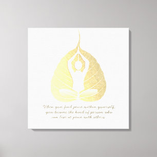 Yoga Instructor Quote Meditation Pose Bodhi Leaf C Canvas Afdruk