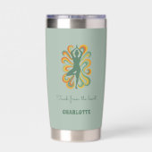 Yoga instructor retro swirls name quote sage green geïsoleerde drinkbeker (Achterkant)
