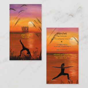 Yoga Instructor Silhouette Pose Sunset Visitekaartje