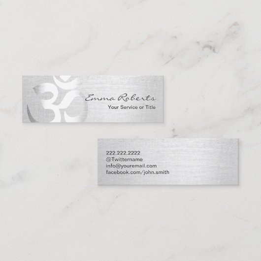 Yoga Instructor Silver Om Symbol Mini Mini Visitekaartje (Voorkant / Achterkant)