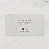 Yoga Instructor Silver Tree Elegant Linen Visitekaartje (Achterkant)