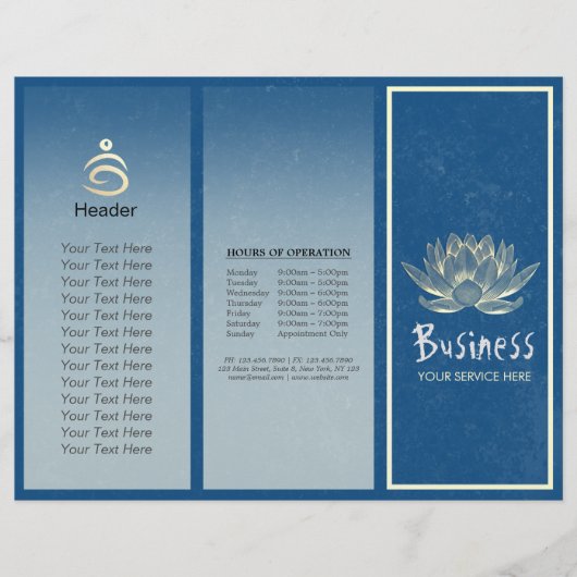 Yoga Instructor Studio Brochure Tri-Fold Lotus (Devant)