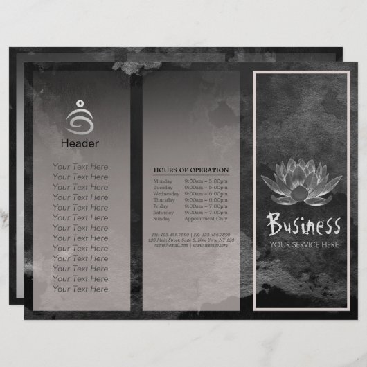 Yoga Instructor Studio Brochure Tri-Fold Lotus (Devant / Derrière)