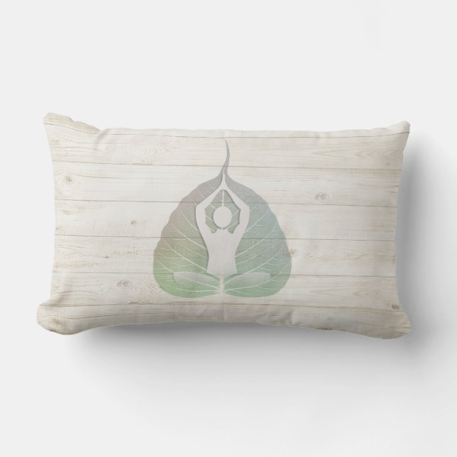 Yoga Instructor Studio Meditation Pose Bodhi Leaf Kussen (Voorkant)