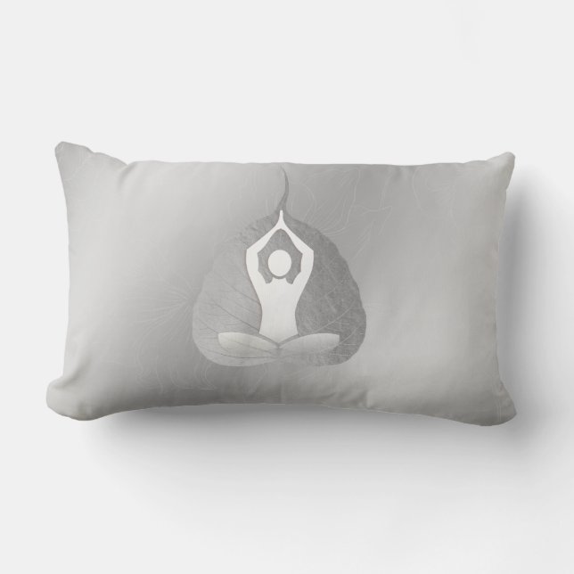 Yoga Instructor Studio Meditation Pose Bodhi Leaf Kussen (Voorkant)