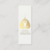 Yoga Instructor Studio Meditation Pose Bodhi Leaf Mini Visitekaartje (Voorkant)