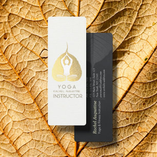 Yoga Instructor Studio Meditation Pose Bodhi Leaf Mini Visitekaartje