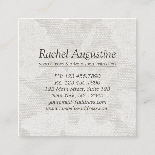Yoga Instructor Studio Meditation Pose Bodhi Leaf Vierkante Visitekaartje (Achterkant)
