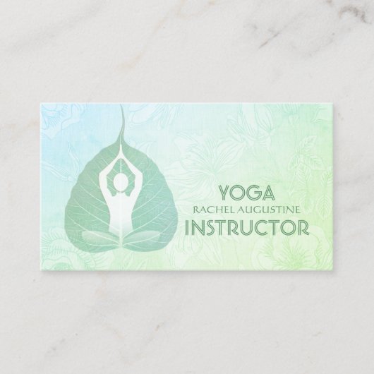 Yoga Instructor Studio Meditation Pose Bodhi Leaf Visitekaartje (Voorkant)