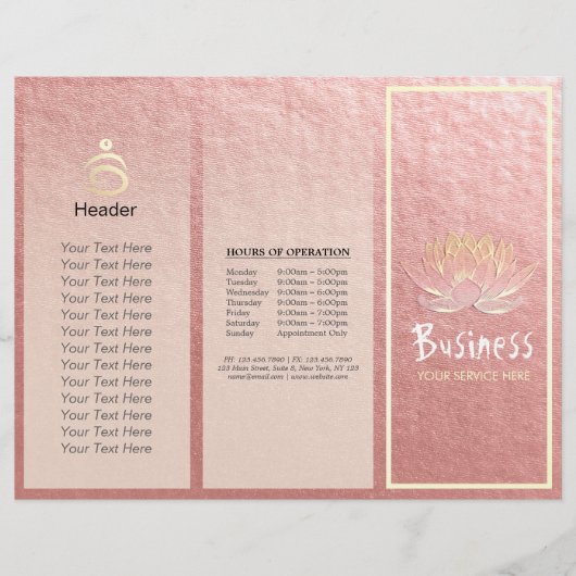 Yoga Instructor Studio Tri-Fold Brochure Lotus (Voorkant)