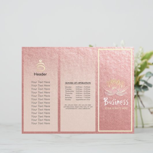 Yoga Instructor Studio Tri-Fold Brochure Lotus (Staand voorkant)