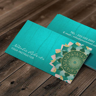 Yoga Instructor Stylish Blauwgroen Mandala Zen Flo Visitekaartje