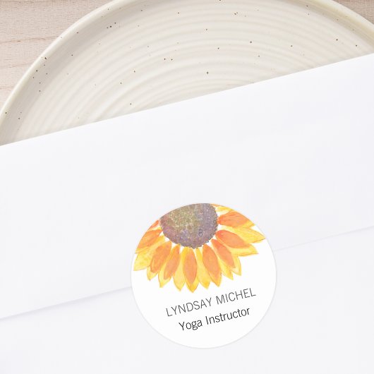 Yoga Instructor Sunflower Ronde Sticker