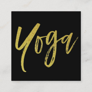 *~* Yoga Instructor Teacher Black Gold Modern Vierkante Visitekaartje
