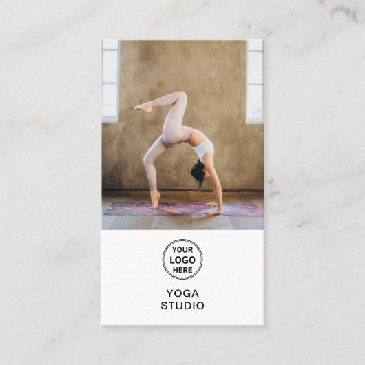 Yoga Instructor Teacher Logo Photo QR White Visitekaartje (Voorkant)