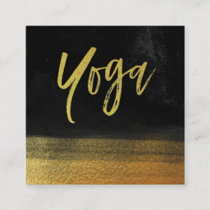 *~* Yoga Instructor Teacher Modern Black Gold Vierkante Visitekaartje
