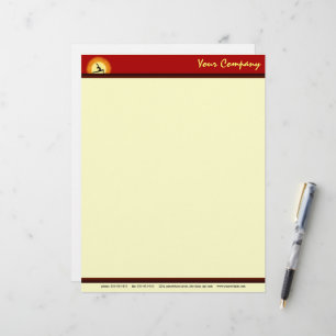 Yoga Instructor Teacher Pose Sunrise Letterhead Briefhoofd Ontwerp