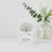 Yoga Instructor Tree Classy Linen Visitekaartje (Staand voorkant)