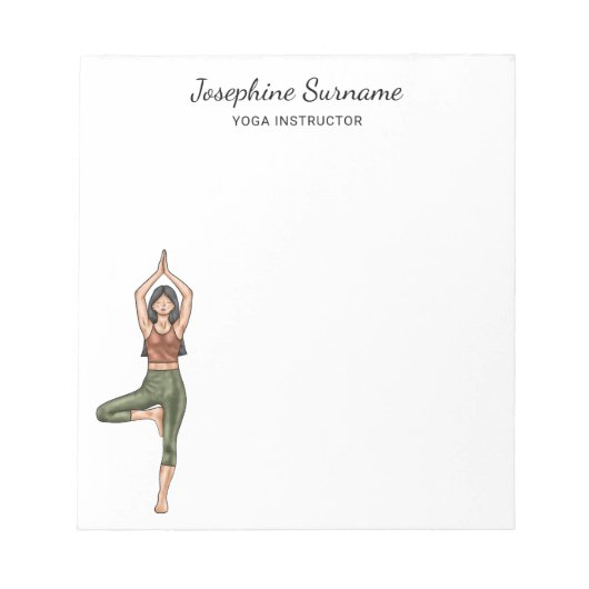 Yoga Instructor Tree Pose Trainer met aangepaste n Notitieblok (Voorkant)