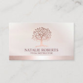 Yoga Instructor Tree Spa Elegant Roos Gold Border Visitekaartje (Voorkant)