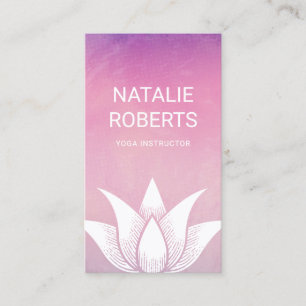 Yoga Instructor Waterverf Lotus Flower Therapist Visitekaartje