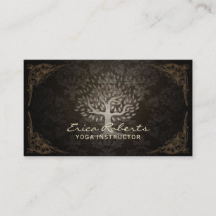 Yoga Instructor Wellness Life Tree  Damask Visitekaartje