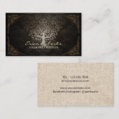 Yoga Instructor Wellness Life Tree  Damask Visitekaartje (Voorkant / Achterkant)
